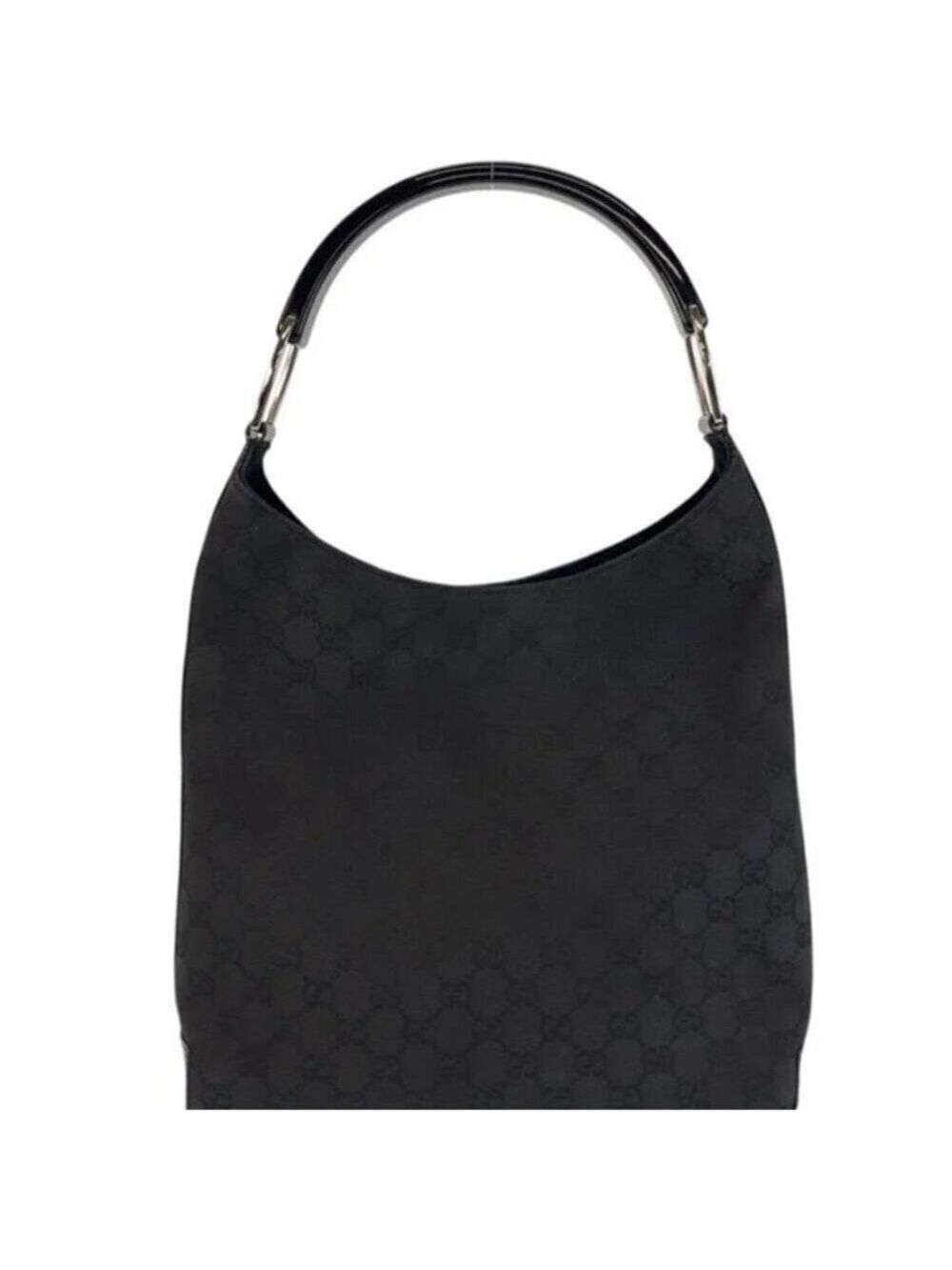 Gucci "New Britt" Black GG Canvas Medium Hobo